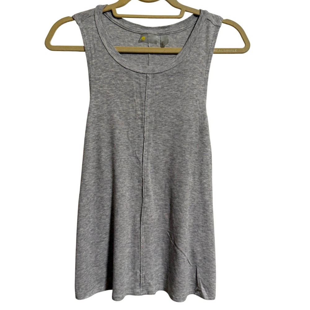 Zella Womens XS Heather Gray Ribbed Racerback Tank Top Athleisure Gym Shirt